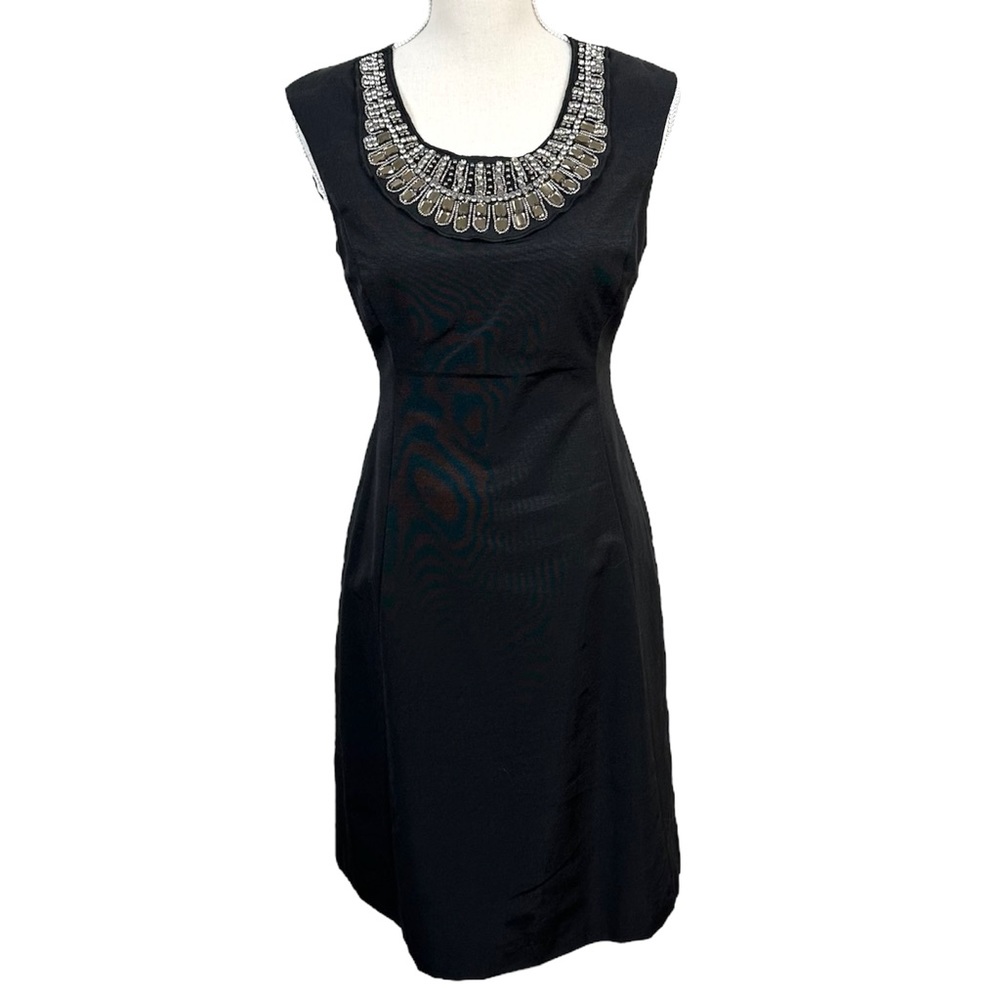 NWT Alfani Jewel Collar Black Cocktail Dress Size 4 Party Evening Wedding
